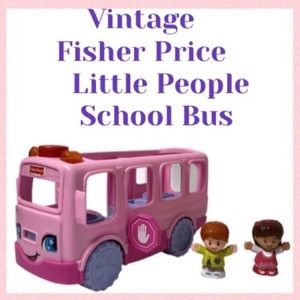 Vintage Fisher Price Little Movers Pink School Bus Sit With Me Little People Toy